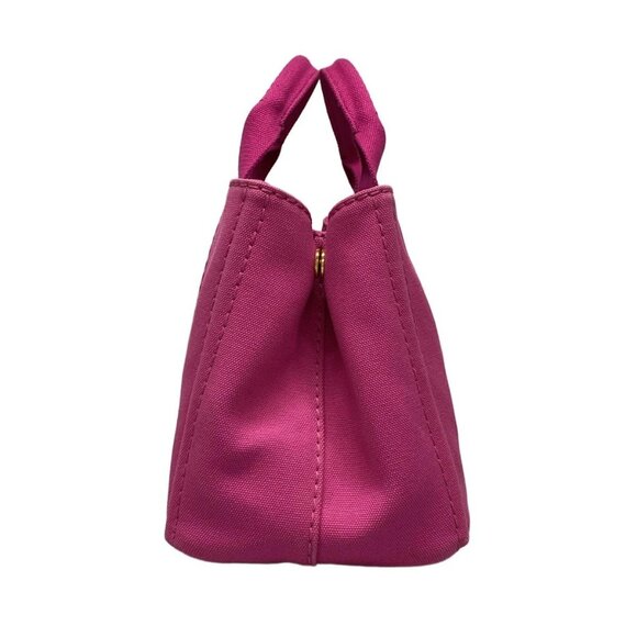 Auth PRADA Canapa Pink Canvas Tote Bag - Picture 4 of 16